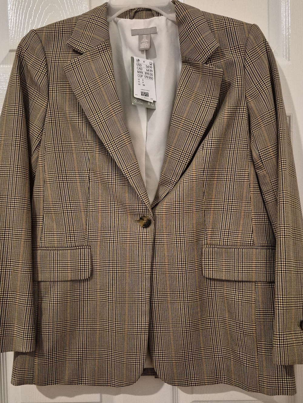 NEW WITH TAGS | H&M | LOOSE-FIT PLAID BLAZER W/ SLIT